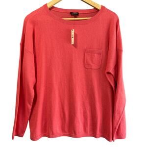Talbots Sweater Women Size L Coral Pink Pullover Tunic Cotton Wool Cashmere Soft